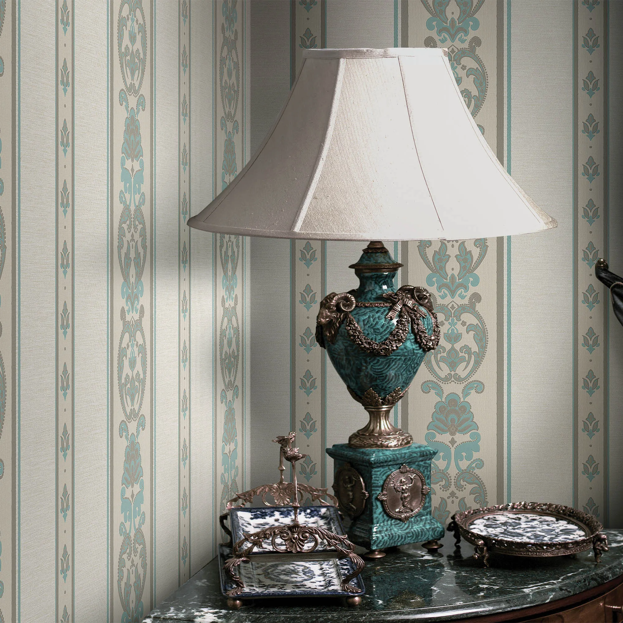 Cream Embossed Wallpaper – Timeless Damask (6803-4)
